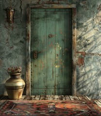 Sticker - Vintage Wooden Doorway Rustic Interior Design