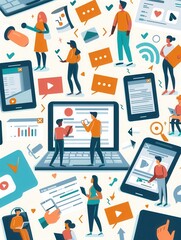 Aufkleber - Users actively participate in polls and surveys on their devices while exploring social media, sharing opinions and ideas. Generative AI