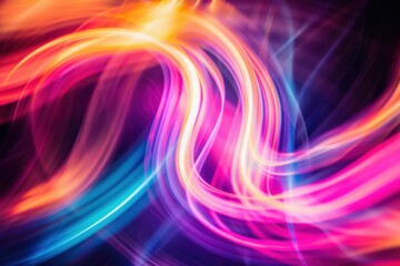 Poster - Abstract colorful background with wavy lines mixing red blue and orange lights
