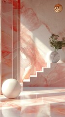 Sticker - Pink Marble Interior Design Illustration