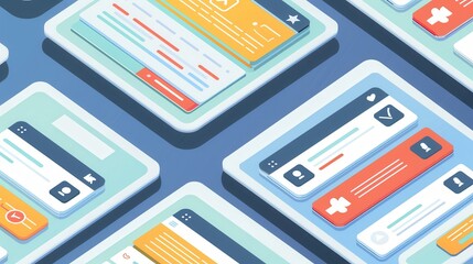 Aufkleber - Various mobile screens showcase interactive polls and surveys designed for engaging user feedback on social media platforms. Generative AI