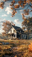 Poster - Autumnal Solitude of an Abandoned Farmhouse