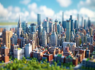 Canvas Print - A stylized miniature cityscape of New York City