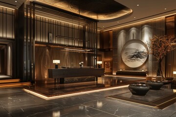 Sticker - Modern Elegant Luxury Hotel Lobby Design