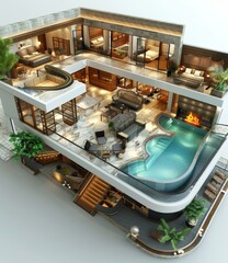 Sticker - Luxury Multi-level House Plan with Indoor Pool