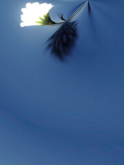 Poster - White flower of Daisy on blue background with effect of shadow and light - abstract floral computer graphic. Topics: beauty of nature, gift, card, pattern, wallpaper, spring, blooming, summer
