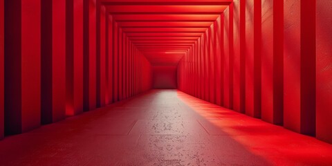 Canvas Print - Futuristic red hallway