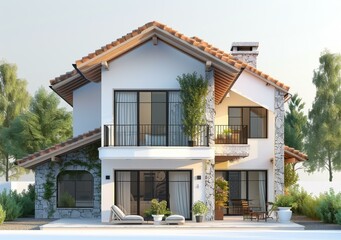 Wall Mural - Modern Mediterranean Villa Exterior Design