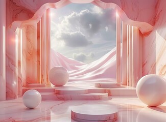 Poster - Pink Marble Architectural Showcase