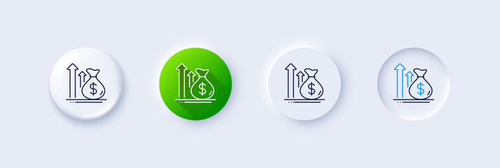 Poster - budget profit line icon. neumorphic, green gradient, 3d pin buttons. money loan sign. cash profit sy