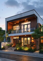 Poster - Modern Two-Story House Exterior Design