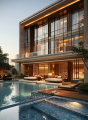 Poster - Luxury Modern Villa Poolside Relaxation