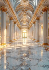 Poster - Majestic Royal Hallway with Golden Accents