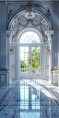 Sticker - Elegant Palace Hallway with Sunlight