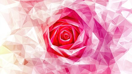 Sticker -  A high-resolution image of a single red rose against a pure white backdrop, featuring minimalistic geometric shapes in the focal plane