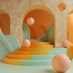 Sticker - Abstract Geometric Interior Design Illustration