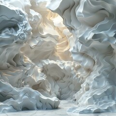 Wall Mural - Abstract White Sculpted Cave Interior Design