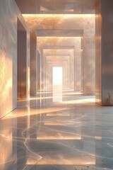 Sticker - Abstract Interior Architecture Corridor with Marble