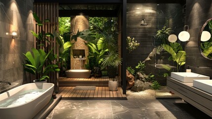 Poster - Tropical Garden Inspired Bathroom Design