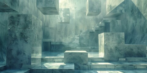 Wall Mural - Abstract Modern Geometric Concrete Structure