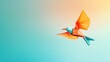 © AlexandraRooss - Colorful Origami Bird Flying on Soft Blue Background, Symbolizing Creativity and Freedom Generative AI