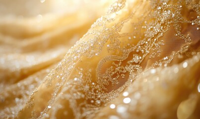 Fototapete - A gold and white fabric with a lot of sparkles on it