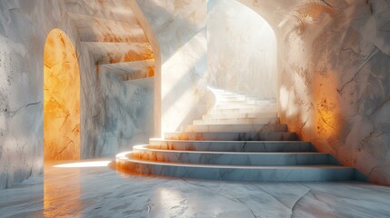 Poster - Modern Architectural Interior Design with Marble Steps