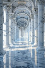 Sticker - Elegant Marble Columns Hallway Illustration