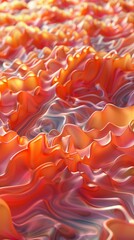 Wall Mural - Colorful 3D rendering of a wavy surface with a glossy texture