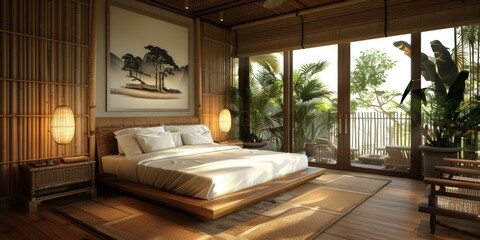 Canvas Print - Modern Japanese Style Bedroom Interior Design