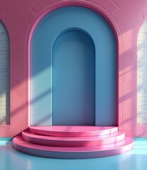 Poster - Pastel Pink and Blue Archway Display Stand