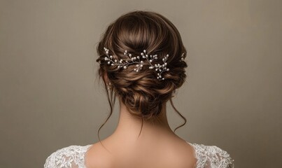 A woman with a beautiful hairstyle and a flowery headpiece