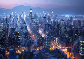 Wall Mural - Night City Skyline Architectural View