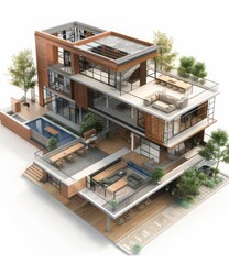 Poster - Modern Multi-level House Design Illustration