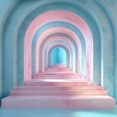 Canvas Print - Pastel Archway Staircase Pathway