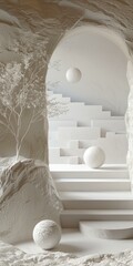 Sticker - Abstract White Minimalist Interior Design