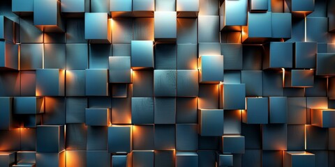 Canvas Print - Blue And Orange 3D Cubes Background