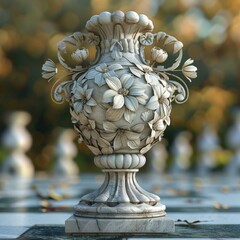 Canvas Print - Ornate Stone Vase with Floral Carvings