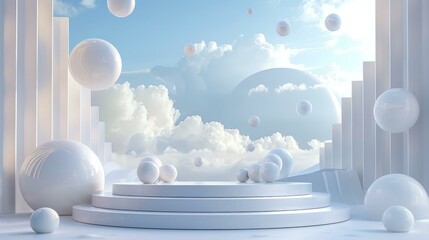 Poster - Abstract White Sphere Display Podium Scene