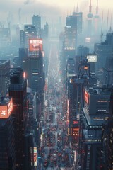 Poster - Futuristic Cityscape Aerial View