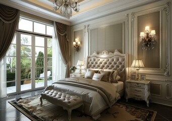 Poster - Luxury Bedroom Interior Design Illustration