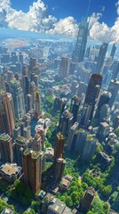 Poster - Aerial View of a Modern Cityscape with Lush Greenery