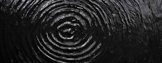 Canvas Print - Stunning black water surface with gentle ripples and concentric rings, capturing the tranquility and refreshing essence of calm water