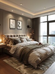 Poster - Modern Bedroom Interior Design Illustration