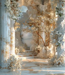 Poster - Whimsical Floral Architectural Interior