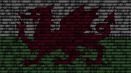 Binary code on flag of Wales. Program source code or Hacker concept on Welsh flag. Wales digital technology security, hacking or programming