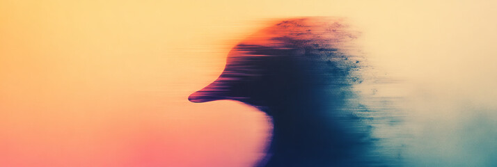 Wall Mural - Abstract profile silhouette in faded colors.