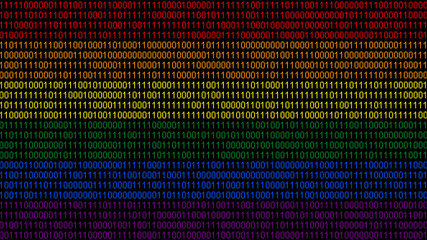binary code on flag of peace or lgbt