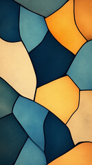 Canvas Print - Abstract geometric pattern in blue, yellow, and beige.