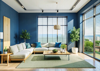 Wall Mural - Modern Japandi: Minimal Living Room Serenity